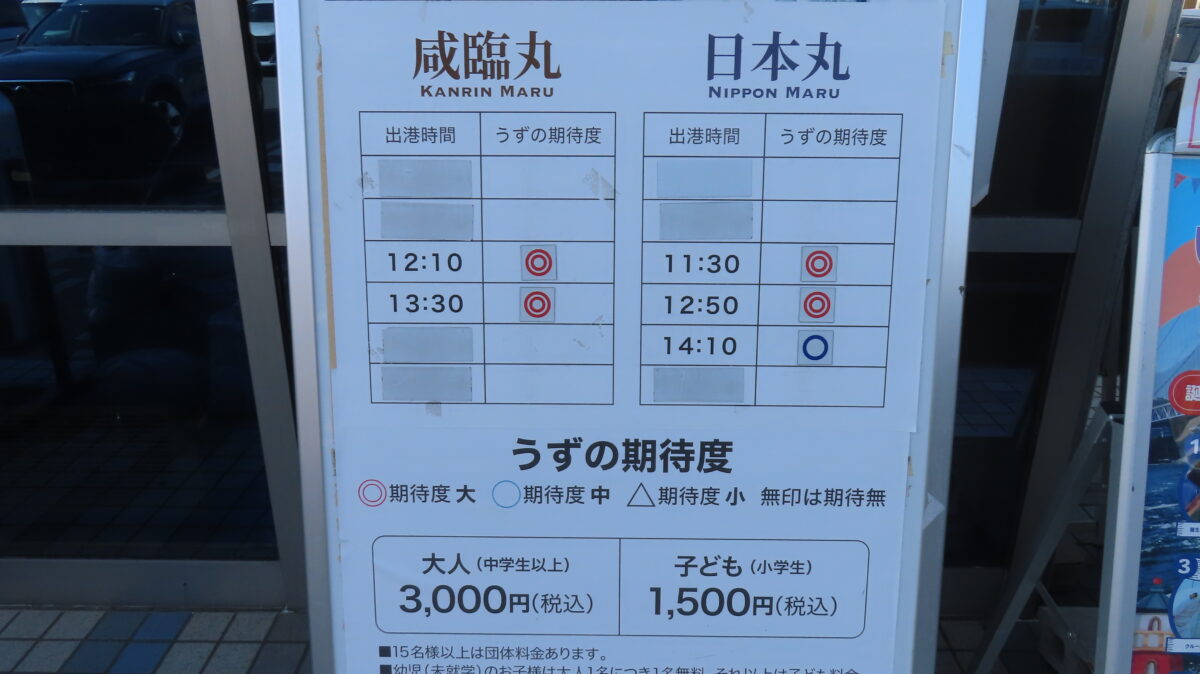 うずの期待度が記載された看板